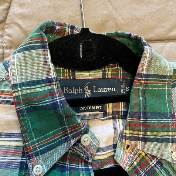 Men’s Long Sleeve Green Plaid Ralph Lauren Button Down - Picture 3 of 3